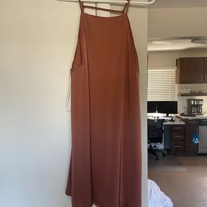 Satin dress with spaghetti straps and open back